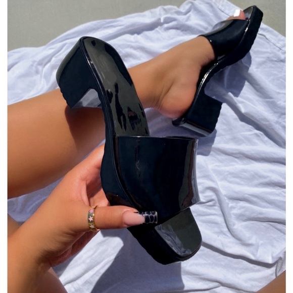 Black Jelly Block Heels - Picture 3 of 14